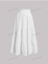 High Waist Ruffle Hem Midi Skirt